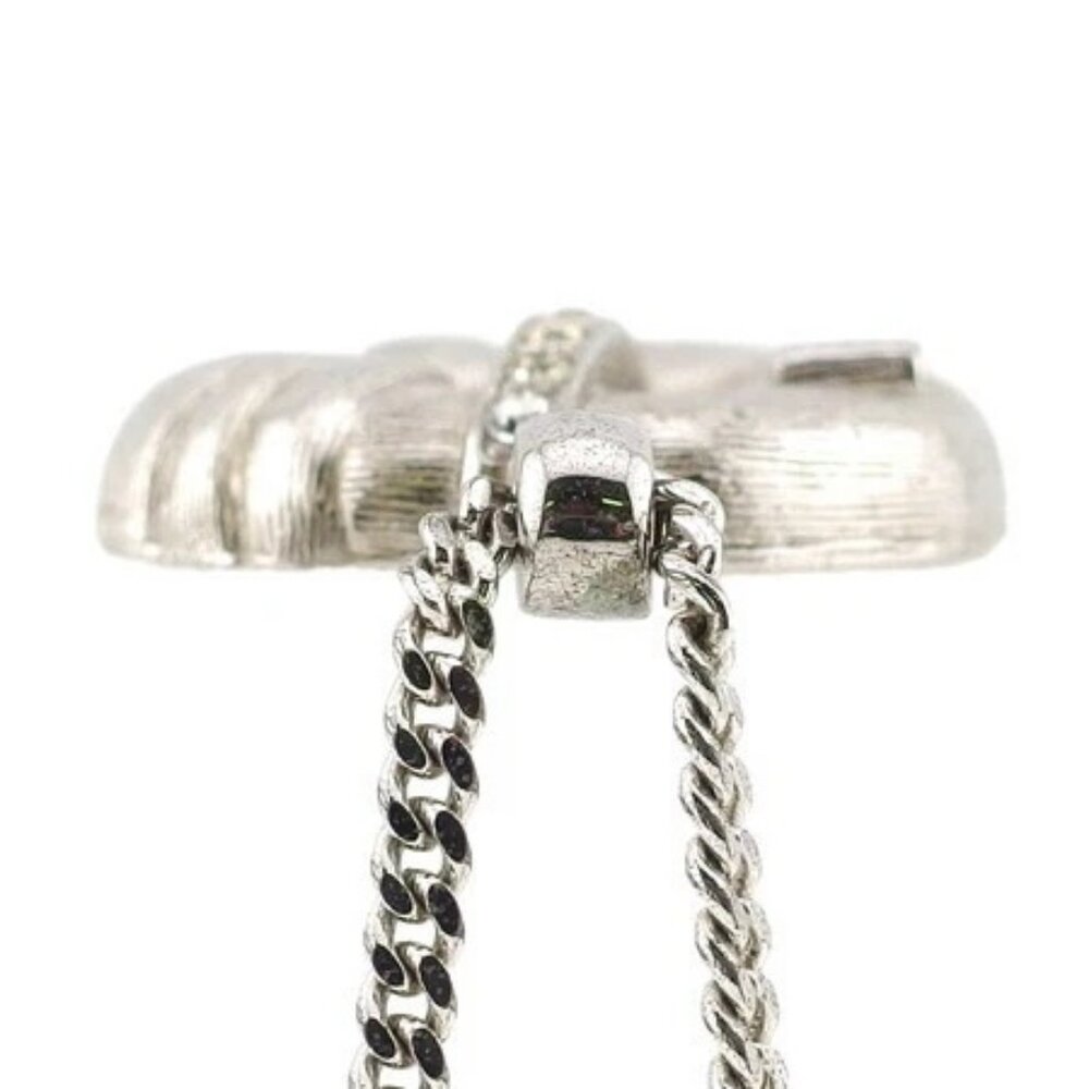 GIVENCHY Necklace 4G Logo Silver Hardware x Rhinestone Authentic - Picture 5 of 10